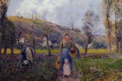 peasant-woman-and-child-harvesting-the-fields-pontoise-1882