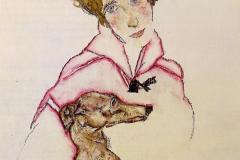 woman-with-greyhound-edith-schiele-1916