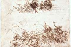 page-from-a-notebook-showing-figures-fighting-on-horseback-and-on-foot