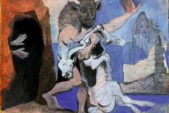 minotaur-with-dead-horse-in-front-of-a-cave-facing-a-girl-in-veil-1936