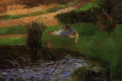 pond-with-ducks-girl-amusing-herself-1881