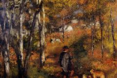 the-painter-jules-le-coeur-walking-his-dogs-in-the-forest-of-fontainebleau-1866