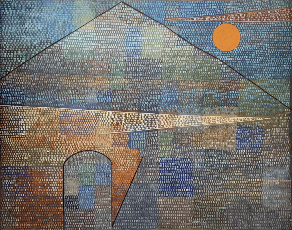 Paul Klee'nin Ad Parnassum tablosu: küçük renk noktalarından oluşan ışıldayan piramit