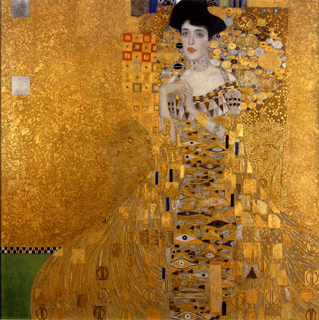 Klimt'in Adele Bloch-Bauer I portresi: altın desenler içinde oturan kadın