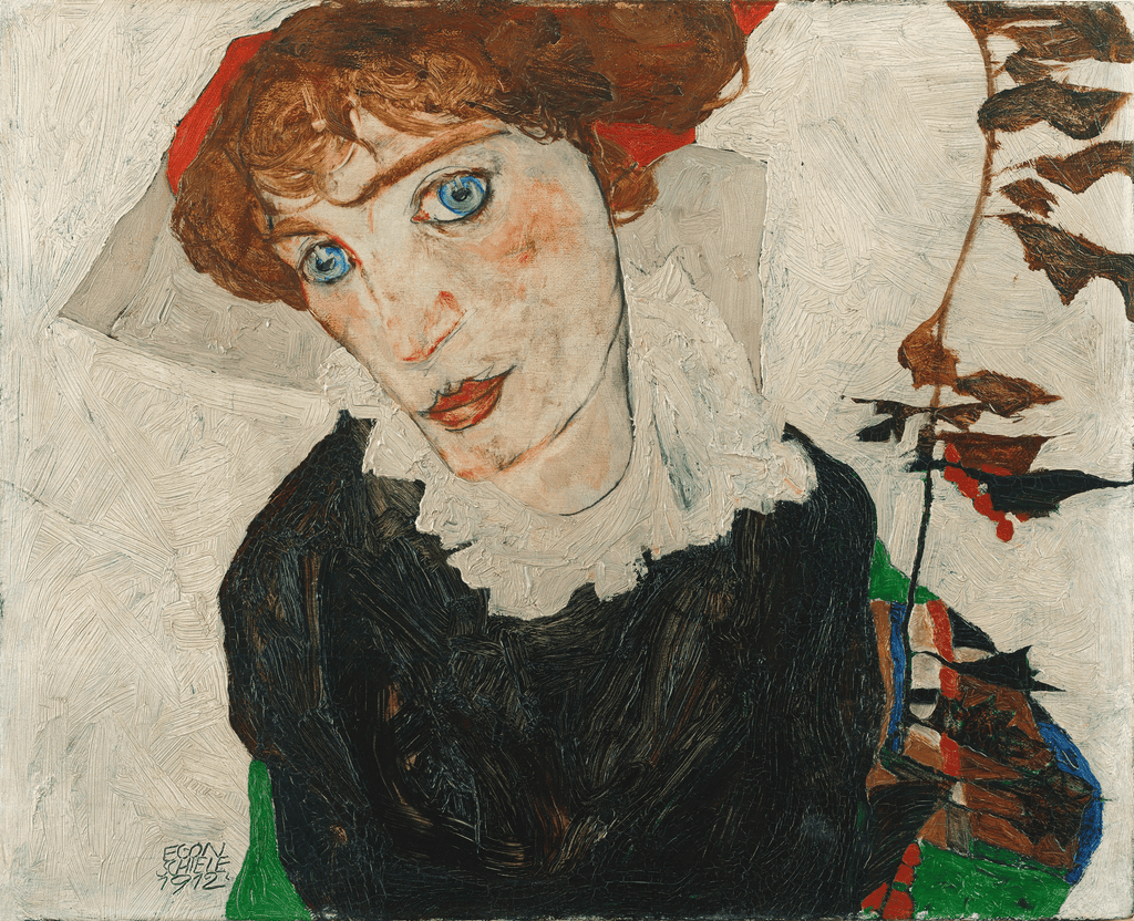 Egon Schiele'nin Wally'nin Portresi: kızıl saçlı, iri mavi gözlü genç kadın