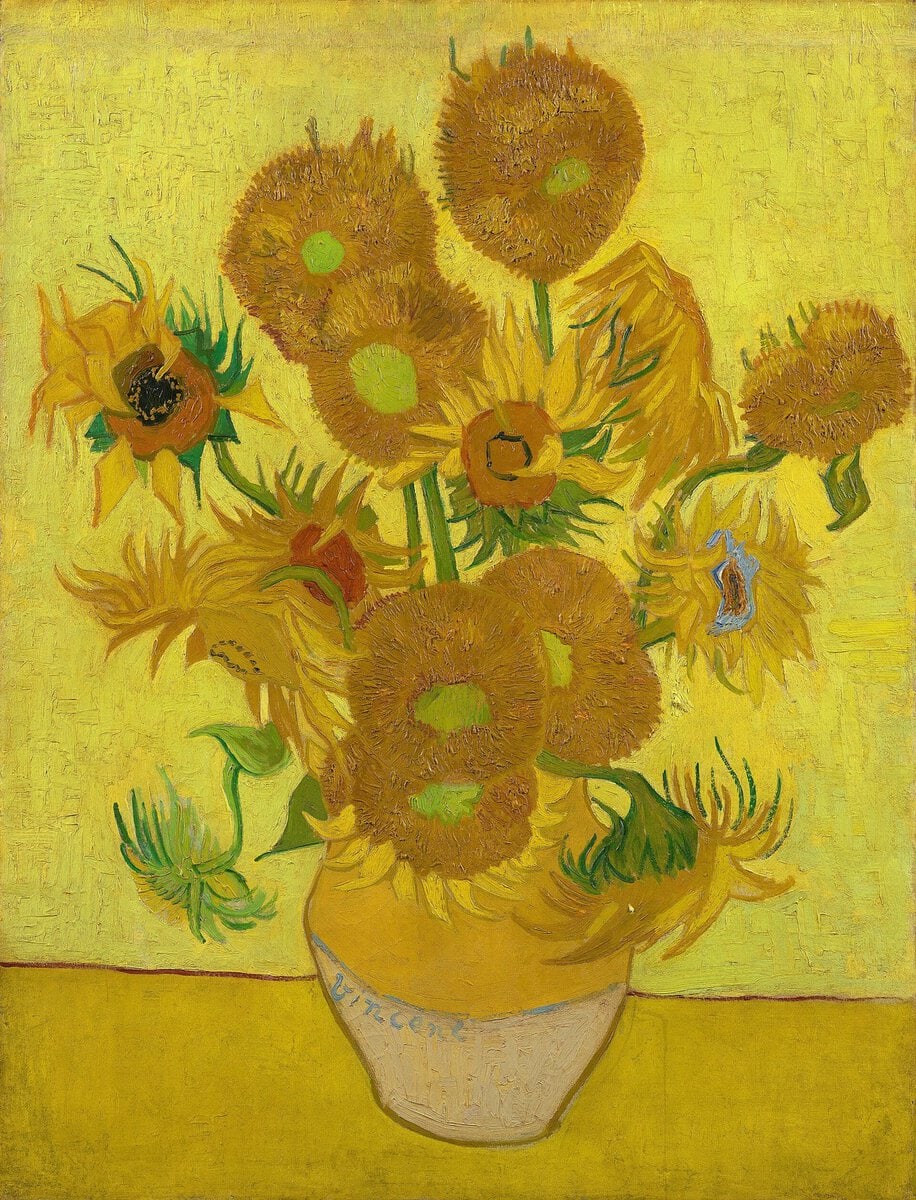 Van Gogh'un Ocak 1889'da yeniden boyadığı Ayçiçekleri tablosu