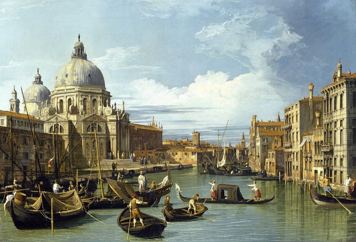 Canaletto'nun Santa Maria della Salute ve kanal girişi tablosu