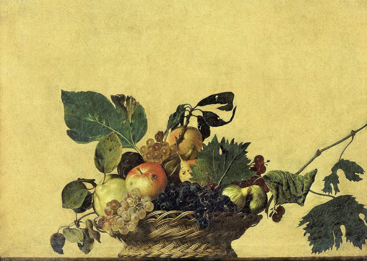 Caravaggio'nun Meyve Sepeti tablosu: kurtlu yapraklar ve olgun meyveler