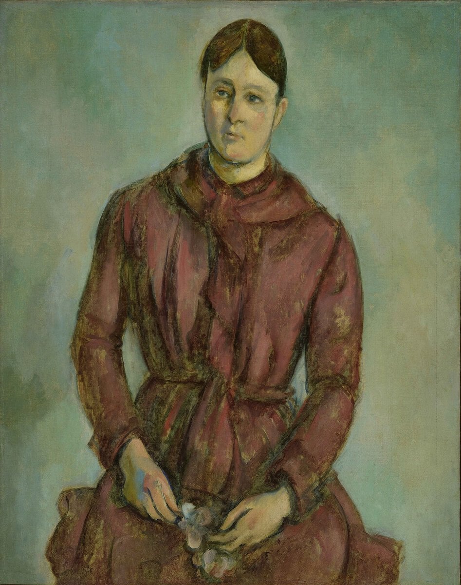 Cezanne'ın Kırmızı Elbiseli Madame Cezanne tablosu