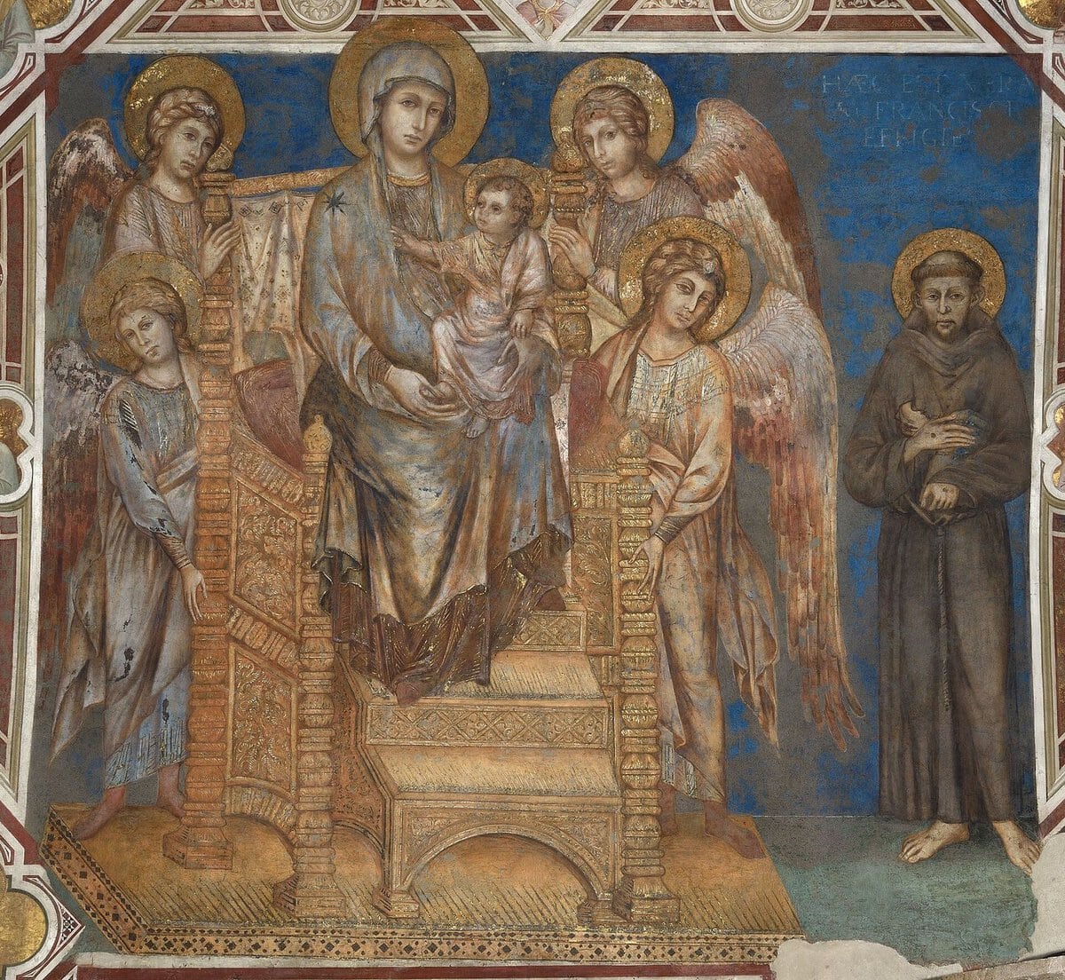 Cimabue'nin Meryem, Çocuk, Melekler ve Aziz Francis freski
