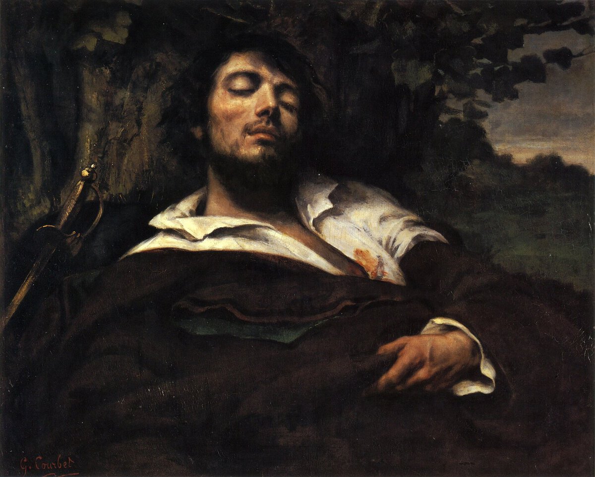 Courbet'nin Yaralı Adam tablosu: ağaca yaslanmış figür
