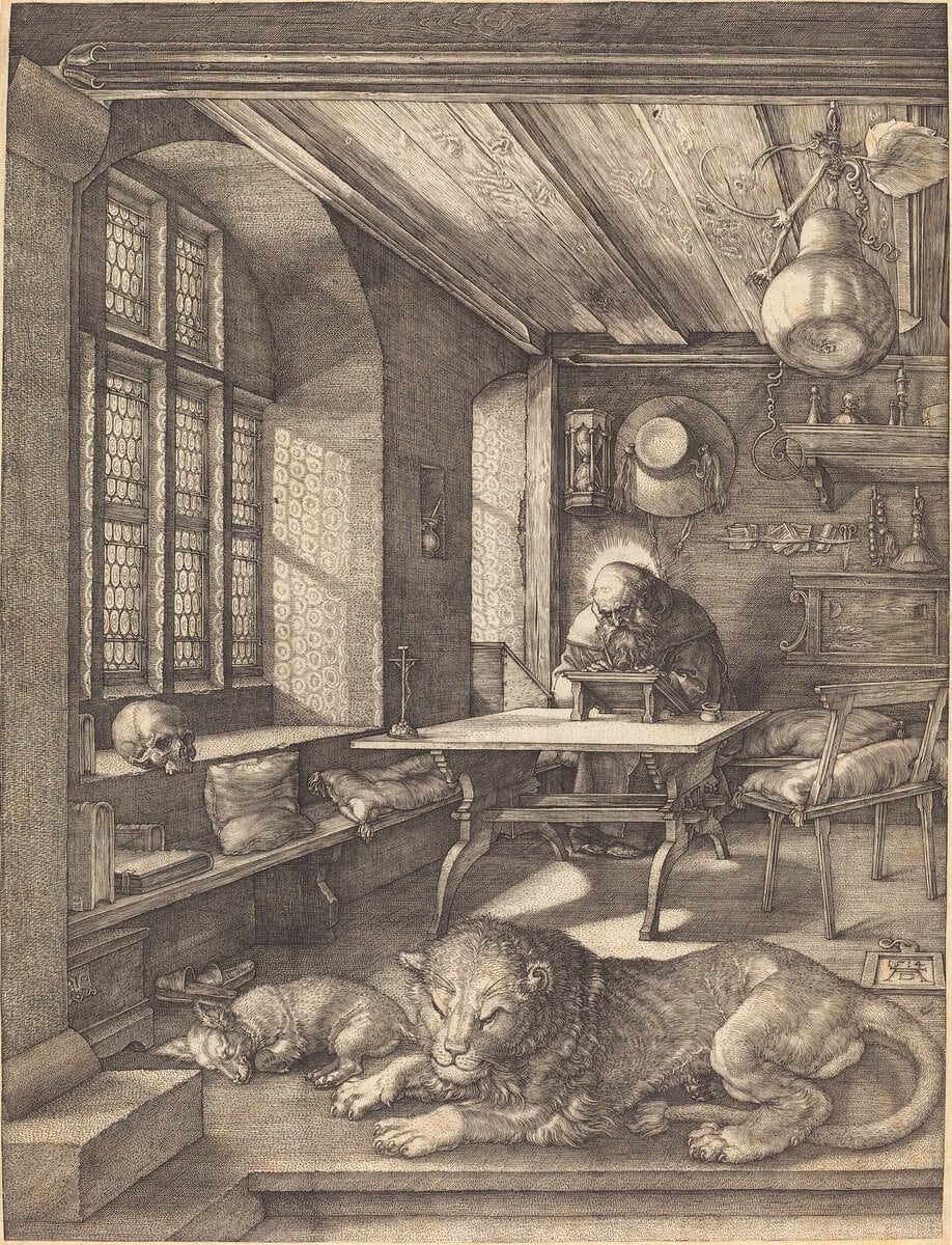 Albrecht Dürer'in Çalışma Odasında Aziz Jerome gravürü