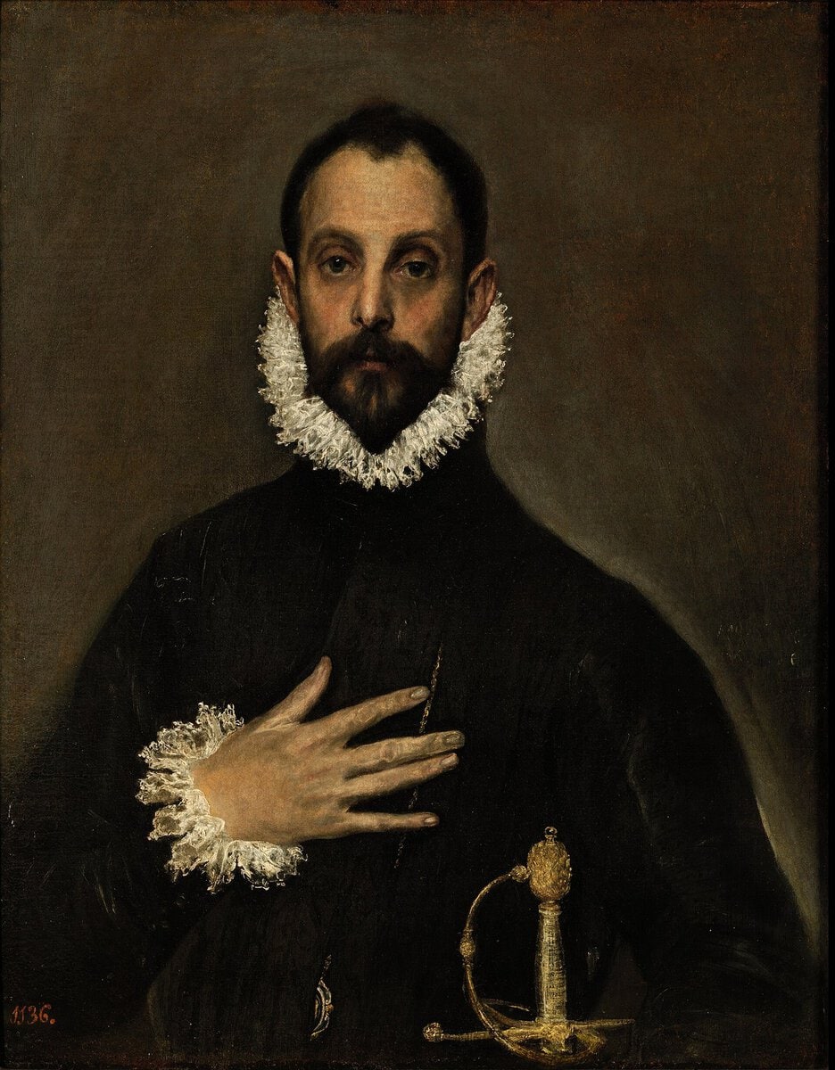 El Greco'nun Göğsünde Eli Olan Şövalye tablosu
