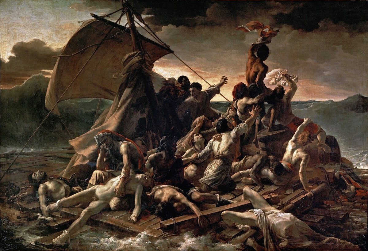 Géricault'nun Medusa'nın Salı tablosu: salda umutla el sallayan kazazedeler