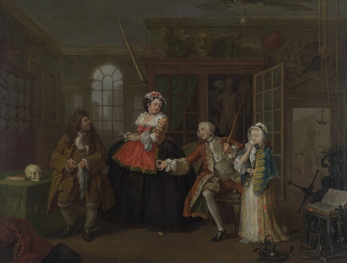 Hogarth'ın Moda Evliliği dizisinden bir sahne