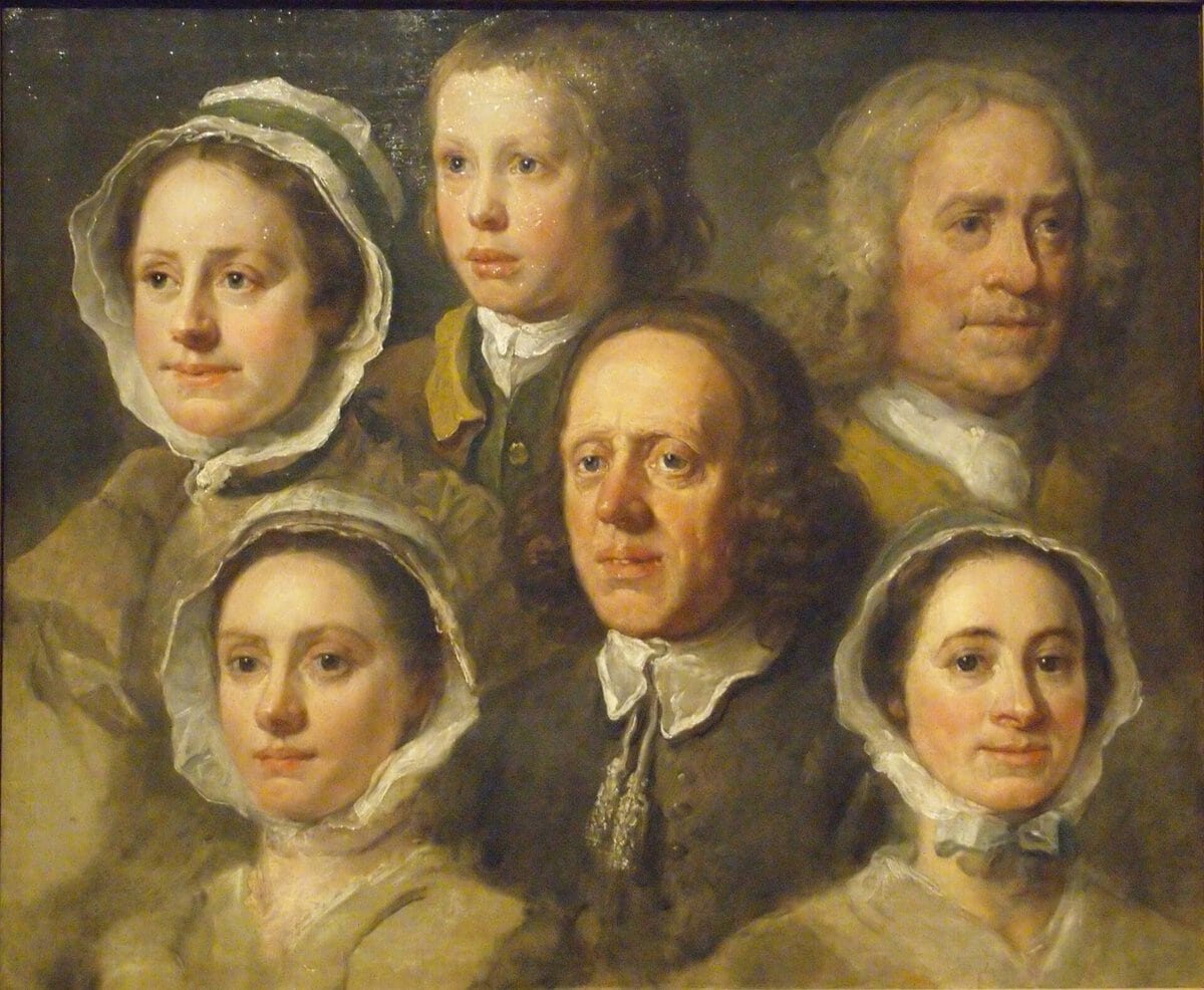 Hogarth'ın Ressamın Hizmetçileri tablosu: altı hizmetçinin başı