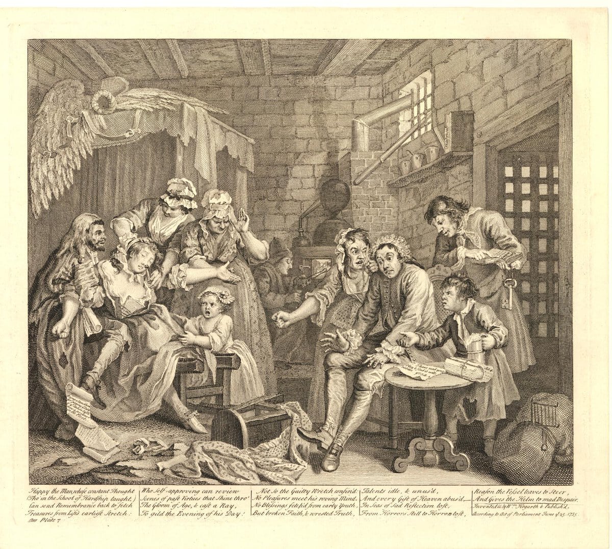 Hogarth'ın Bir Zamparanın Yolculuğu dizisinden bir sahne