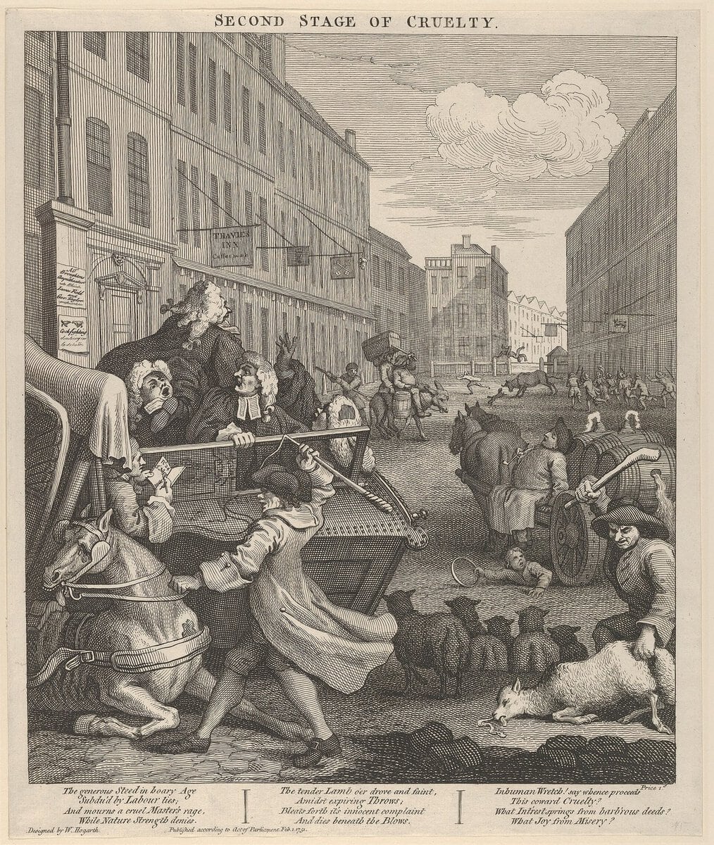 Hogarth'ın Zulmün Dört Aşaması dizisinden bir baskı