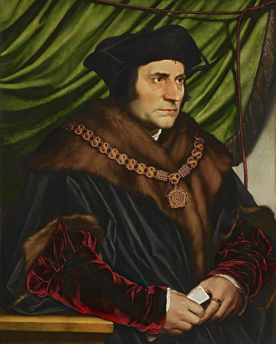 Holbein'in Thomas More Portresi: kürklü giysi ve altın zincirli figür