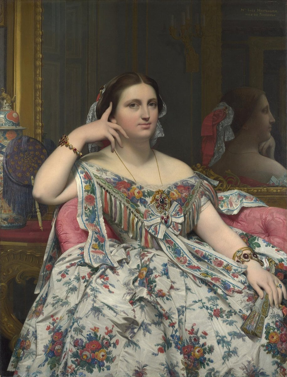 Ingres'in Madame Moitessier Portresi: çiçekli elbise ve aynadaki yansıma