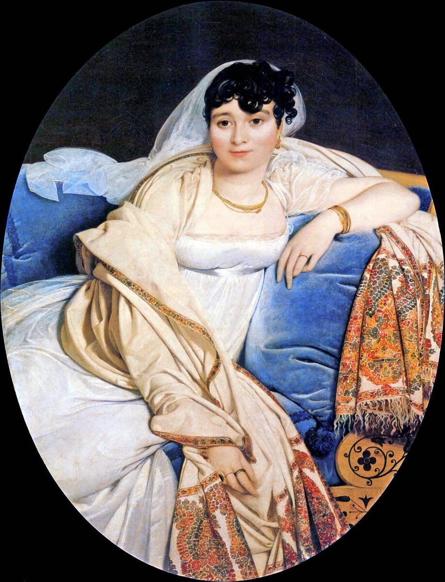 Ingres'in Madame Rivière Portresi: oval pano içinde şallı kadın