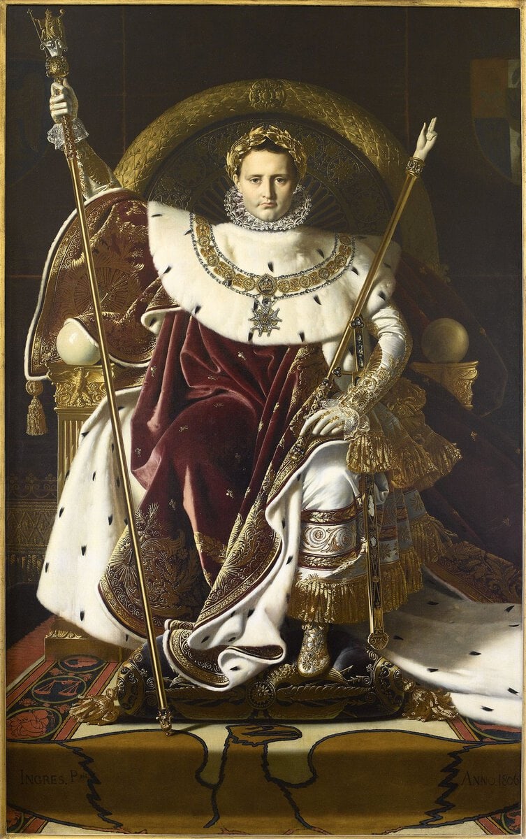 Ingres'in Tahtta Napolyon tablosu: cepheden, ikon gibi imparator