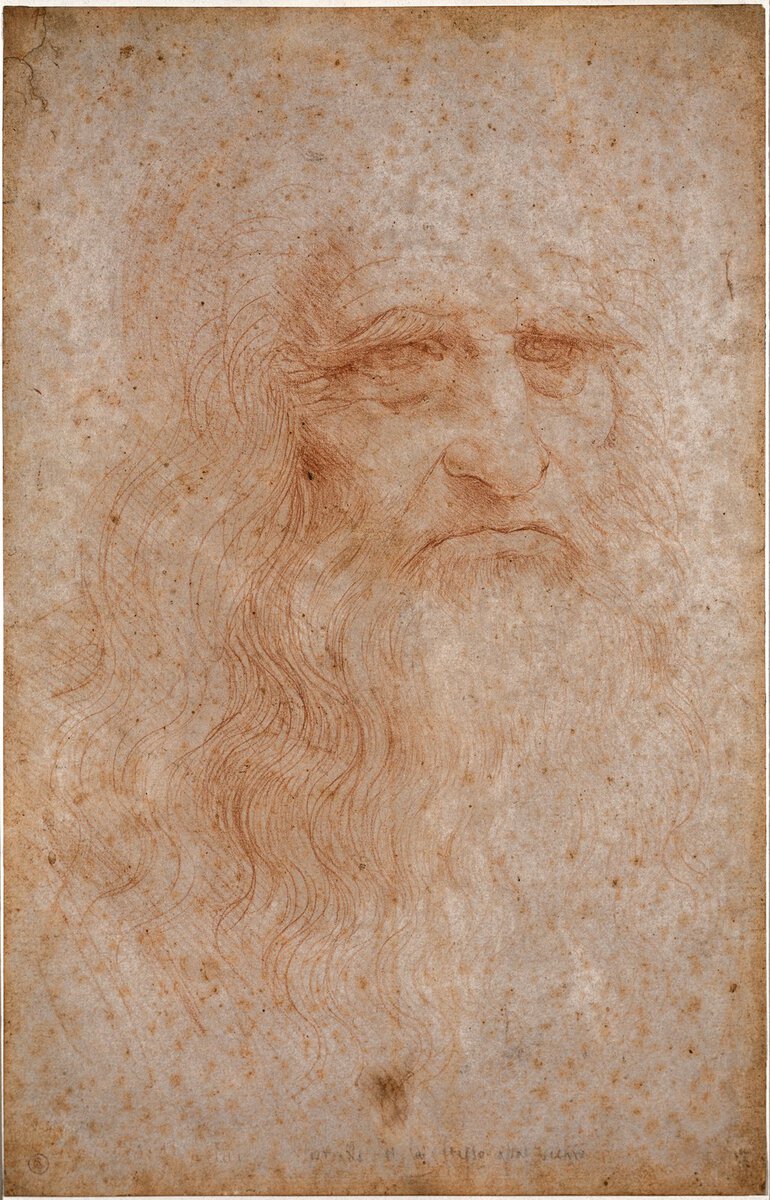 Leonardo da Vinci'nin otoportresi olduğu düşünülen kırmızı tebeşir çizimi