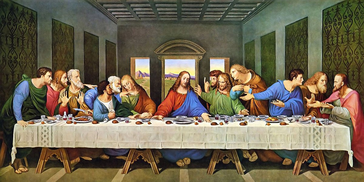 Leonardo'nun Son Akşam Yemeği freski: uzun masada İsa ve havariler