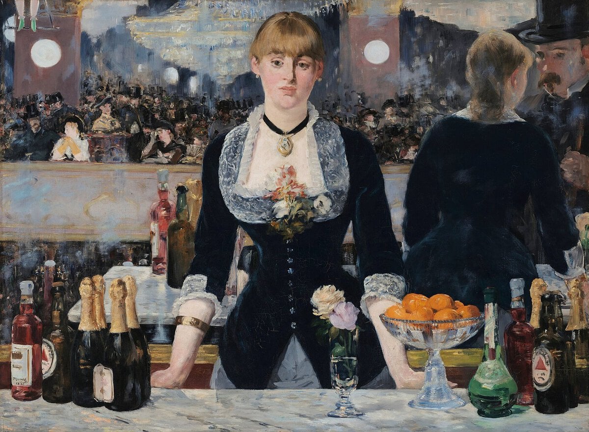Manet'nin Folies-Bergère'de Bar tablosu: tezgah arkasındaki kadın ve aynadaki yansıma