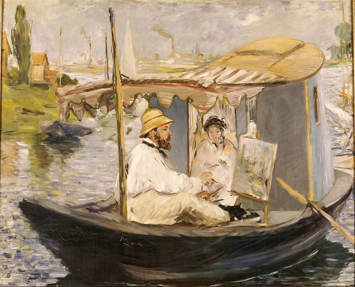 Manet'nin kayıkta resim yapan Monet'yi gösteren tablosu