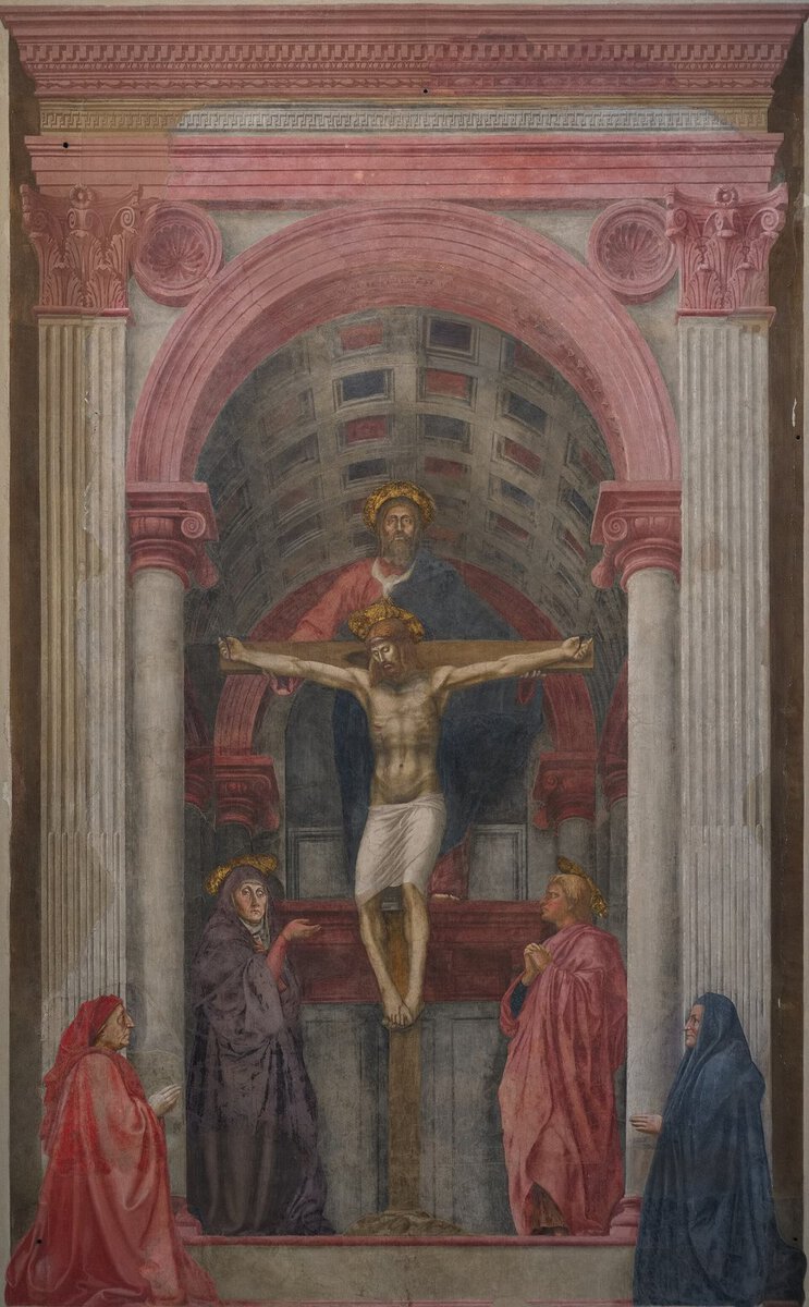 Masaccio'nun Kutsal Üçlü freski: perspektifle açılmış tonozlu şapel