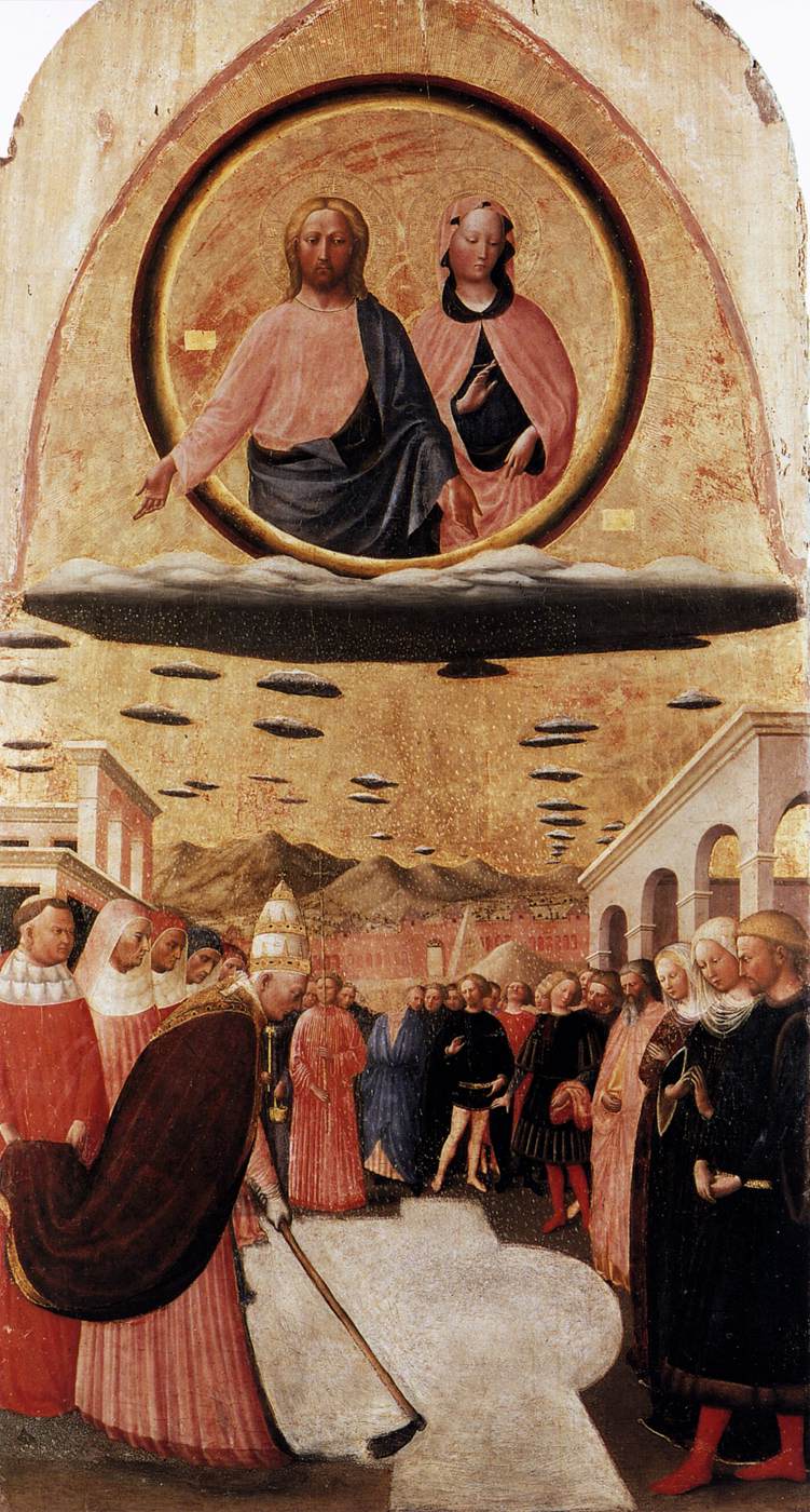 Santa Maria Maggiore'nin kuruluşunu anlatan Kar Mucizesi panosu