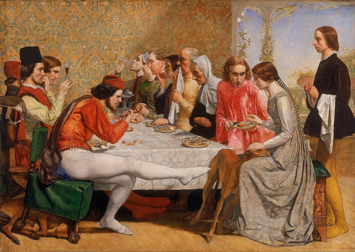 Millais'nin Isabella tablosu: uzun masada gerilimli yemek sahnesi