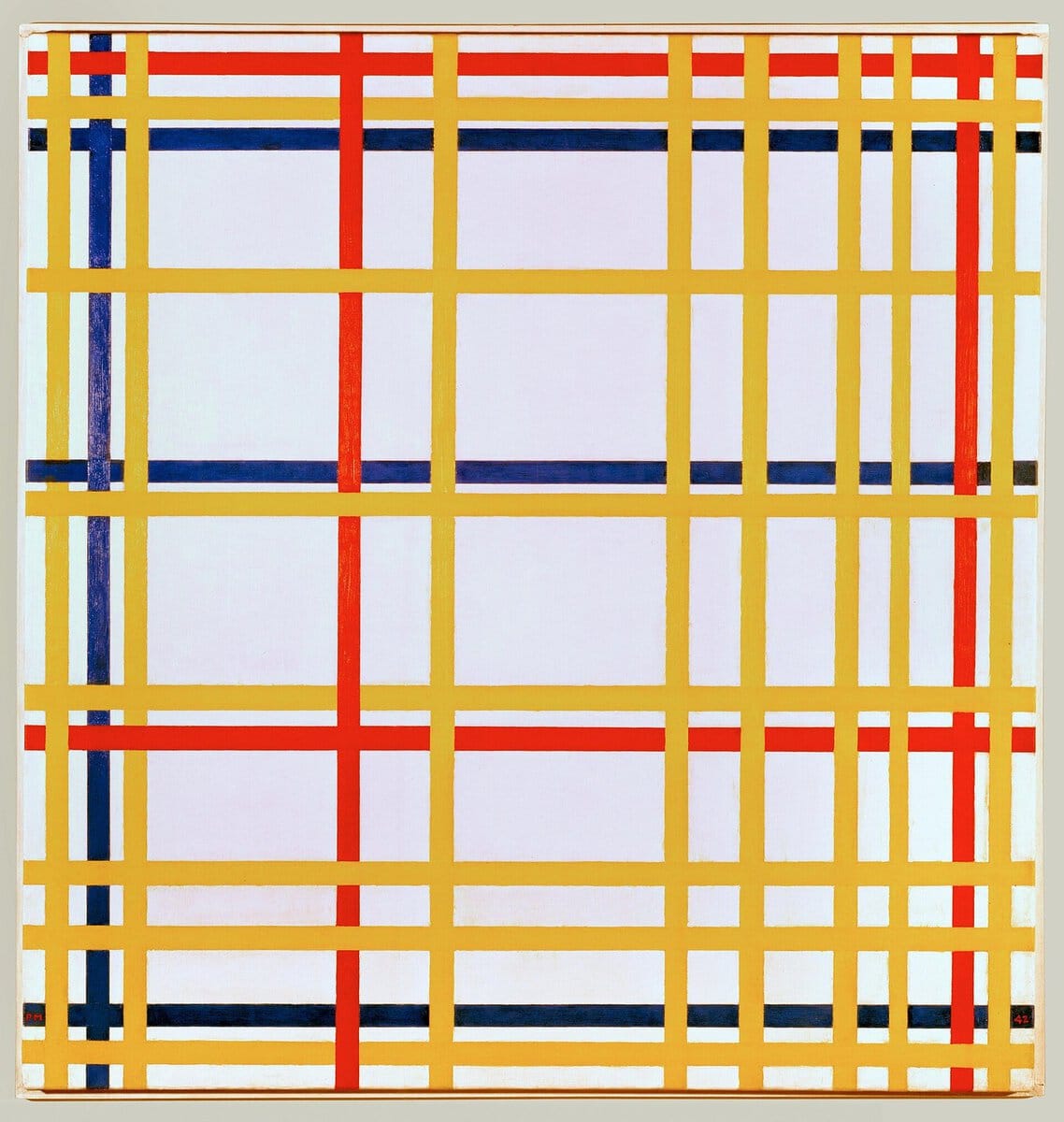 Mondrian'ın New York City I tablosu: örülen renkli çizgiler