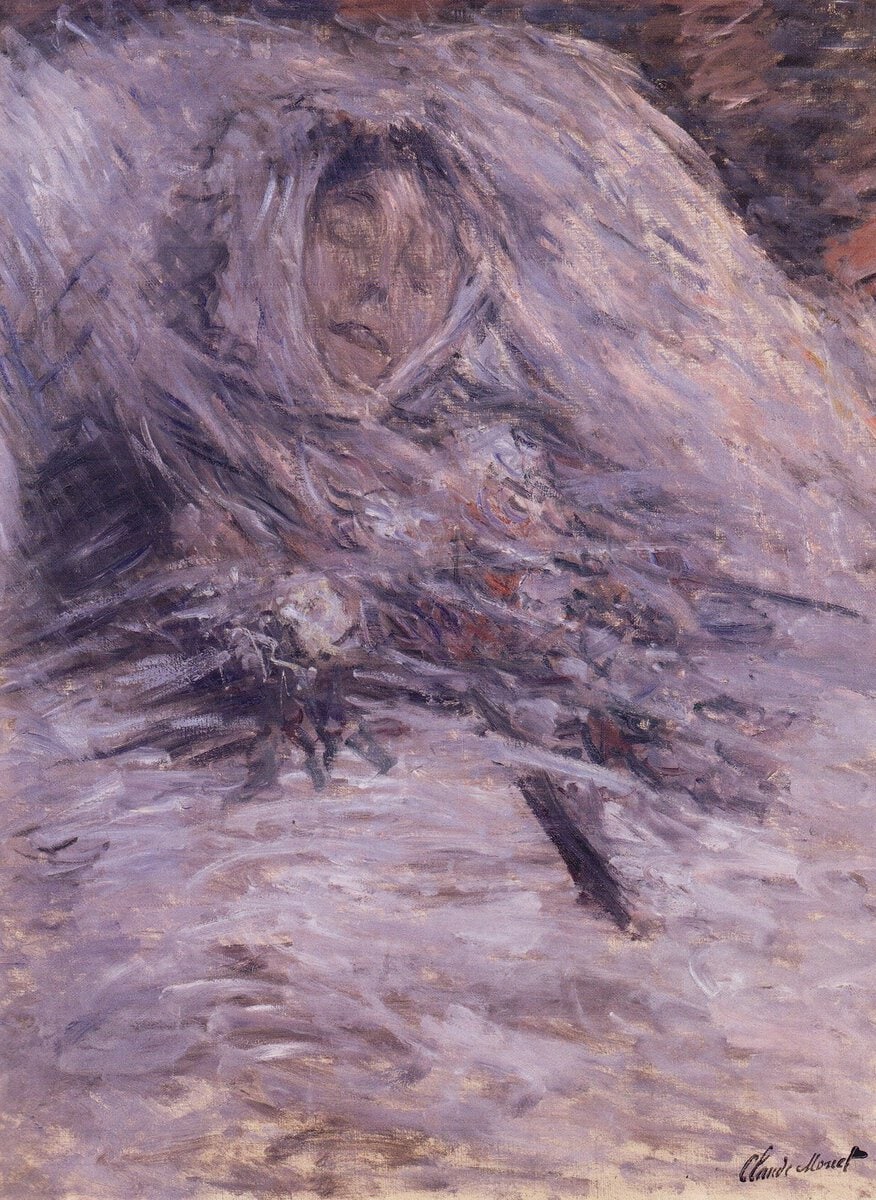 Monet'nin ölüm döşeğindeki eşi Camille'i gösteren tablosu