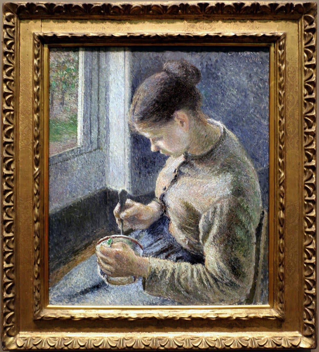 Pissarro'nun Kahve Fincanlı Genç Köylü Kız tablosu
