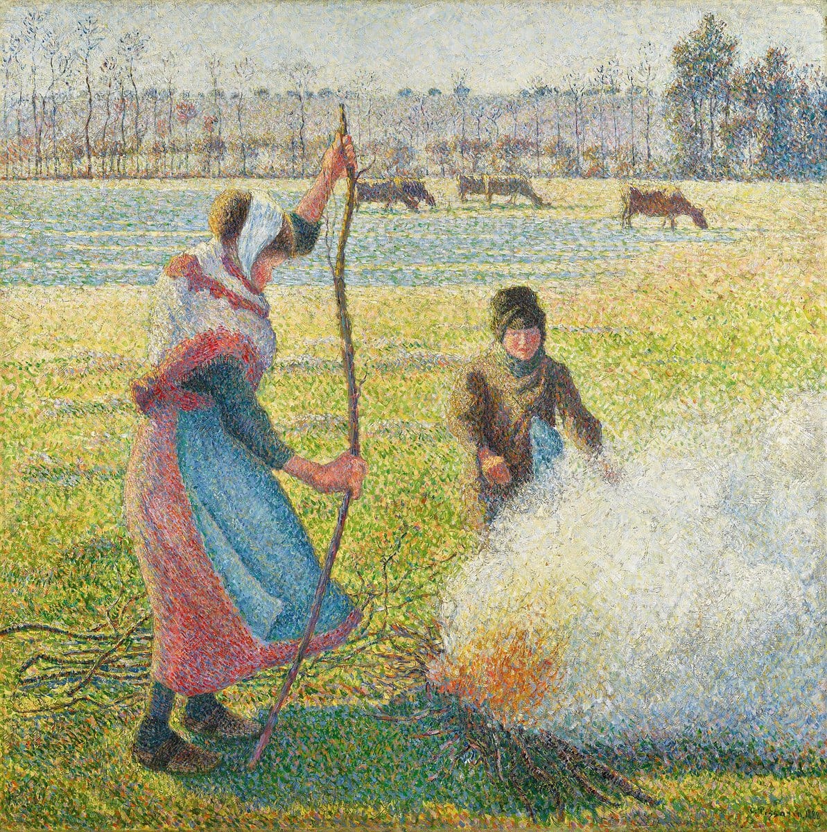 Pissarro'nun Éragny'de sabah manzarası: kırağı ve sis