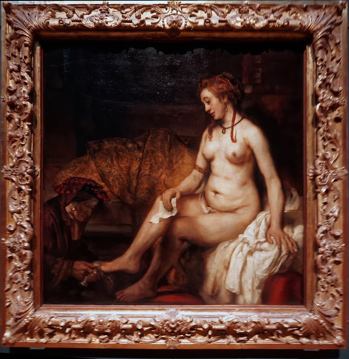 Rembrandt'ın Bathsheba Banyoda tablosu: elinde mektup tutan kadın