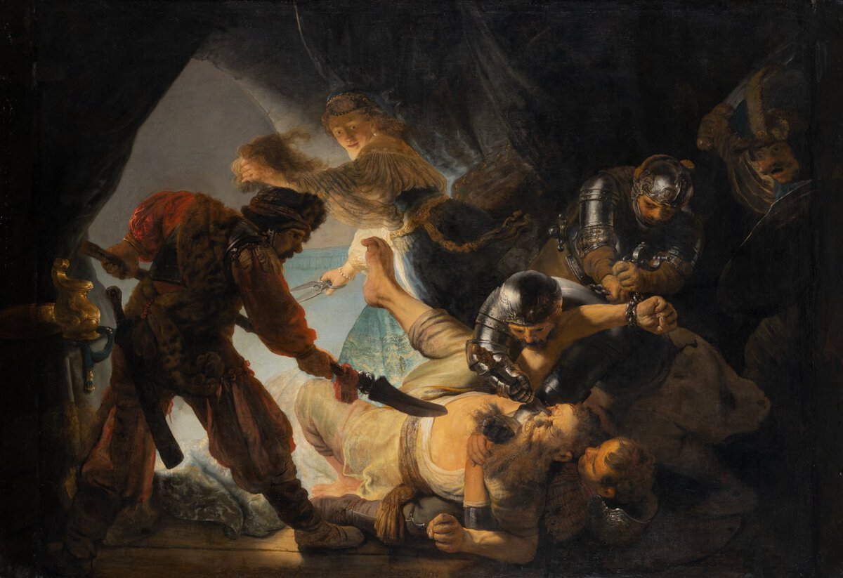 Rembrandt'ın Samson'un Kör Edilişi tablosu: askerlerin saldırı anı
