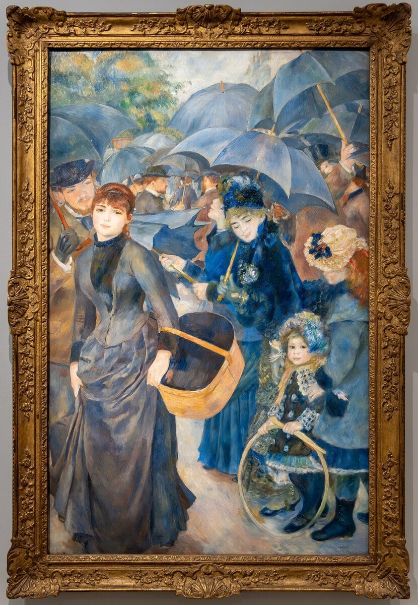 Renoir'ın Şemsiyeler tablosu: yağmurda açılmış mavi şemsiyeler