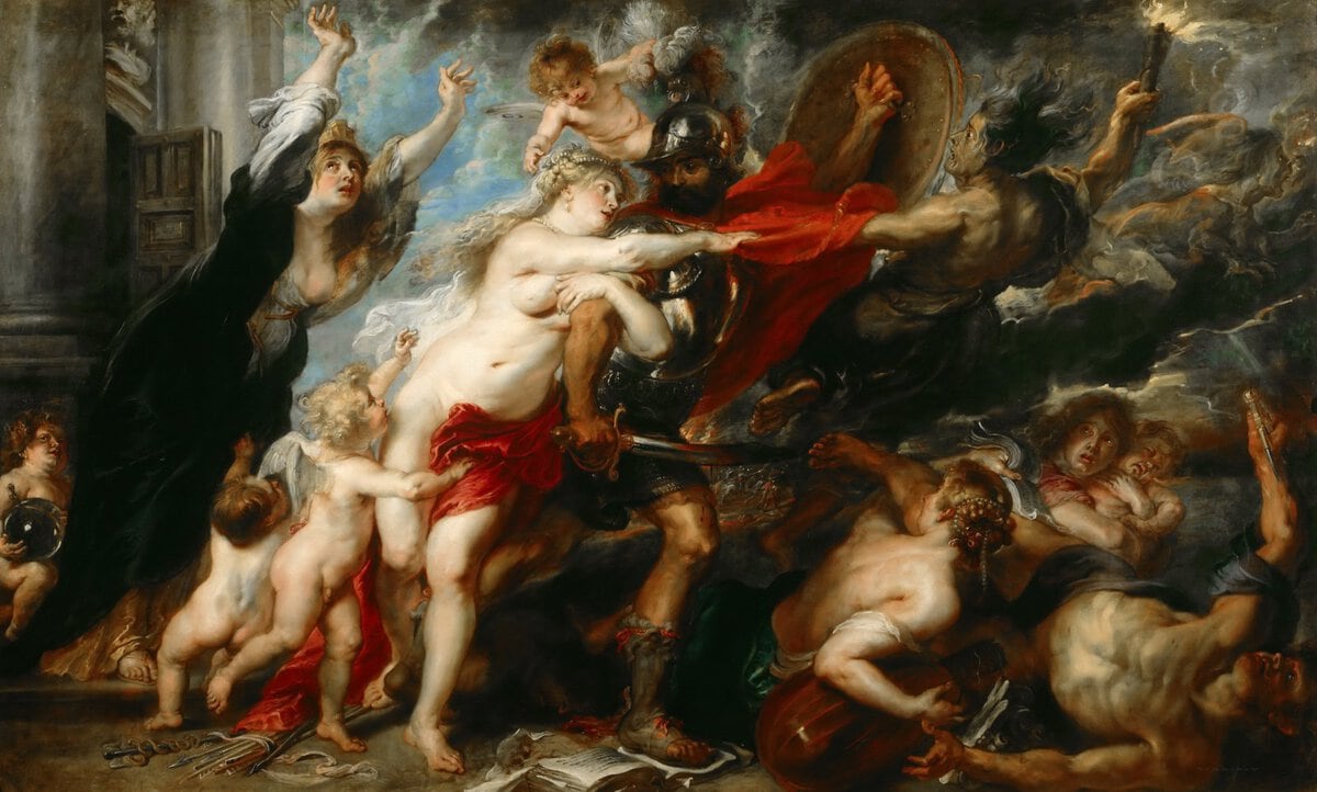 Rubens'in Savaşın Dehşeti tablosu: savaşa sürüklenen Mars ve ağlayan Avrupa