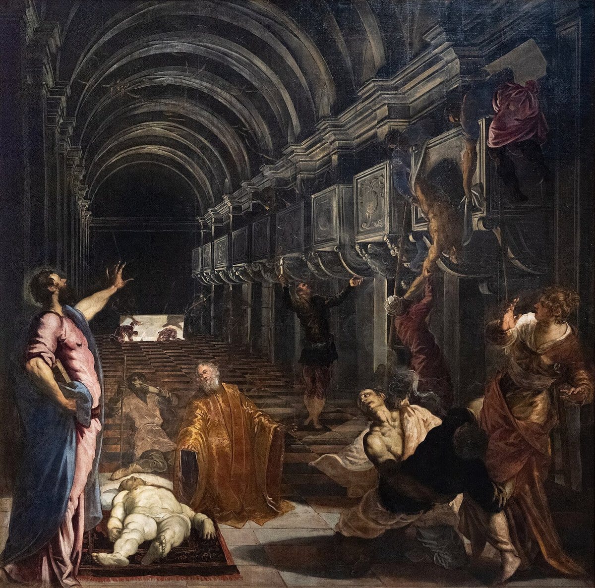 Tintoretto'nun Aziz Markos'un Cesedinin Bulunuşu tablosu