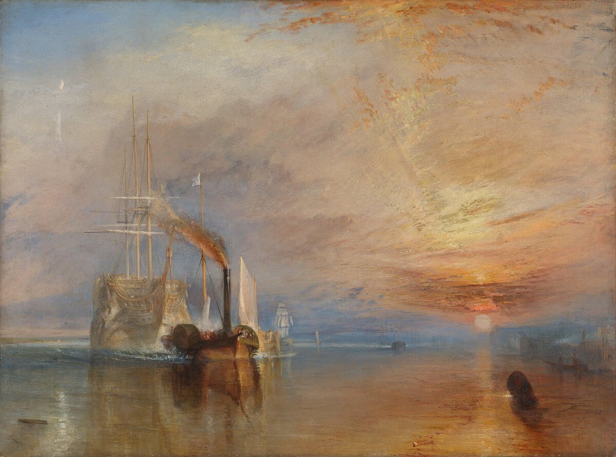 Turner'ın Savaşçı Temeraire tablosu: gün batımında römorkörle çekilen yelkenli