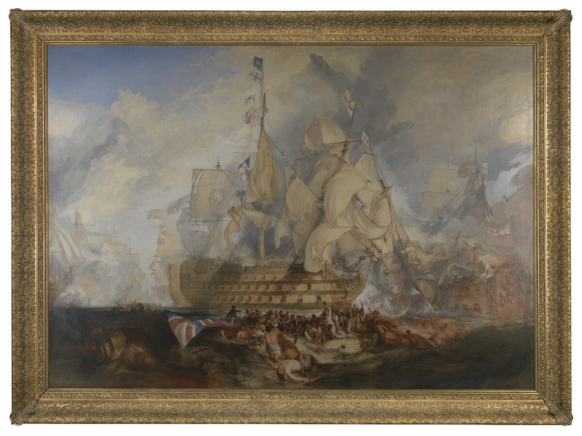 Turner'ın Trafalgar Savaşı tablosu: dumanlar içinde çarpışan yelkenli savaş gemileri
