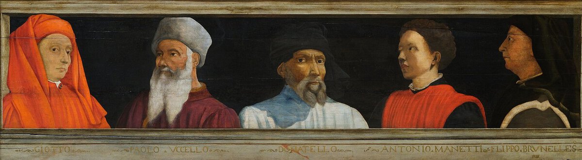 Beş Usta panosu: Giotto, Uccello, Donatello, Manetti ve Brunelleschi