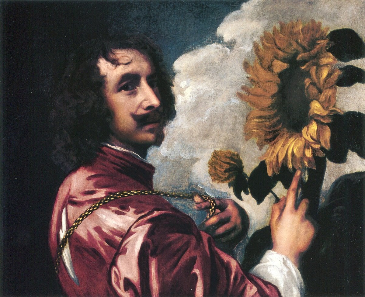 Van Dyck'in Ayçiçekli Otoportresi: altın zincir ve ayçiçeği