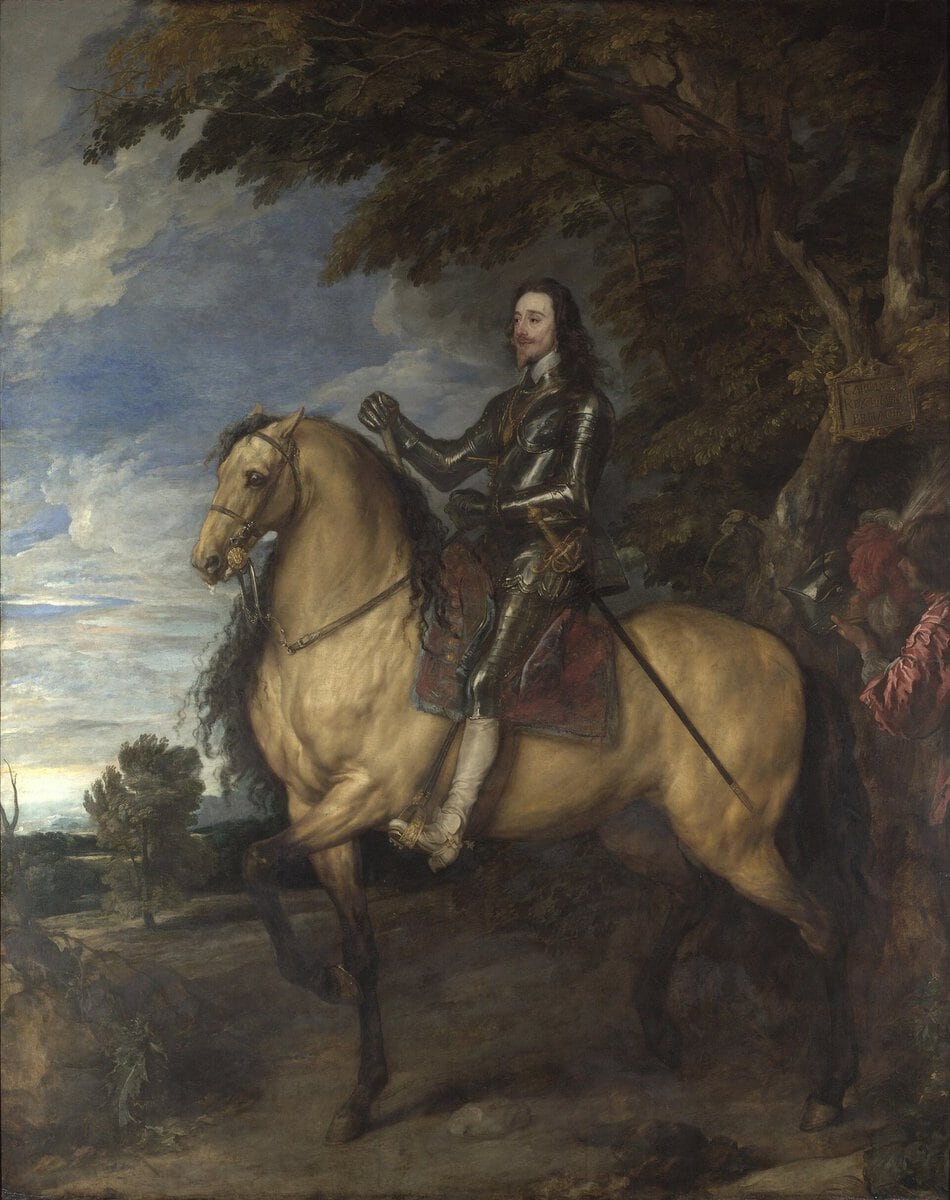 Van Dyck'in Charles I'in Atlı Portresi: zırhlı kral at üstünde