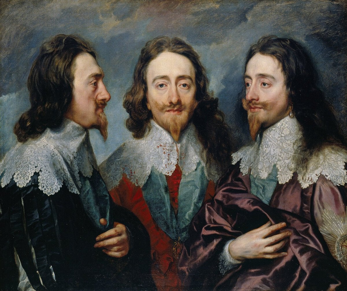 Van Dyck'in Üç Konumda Charles I tablosu: kralın üç ayrı açıdan portresi