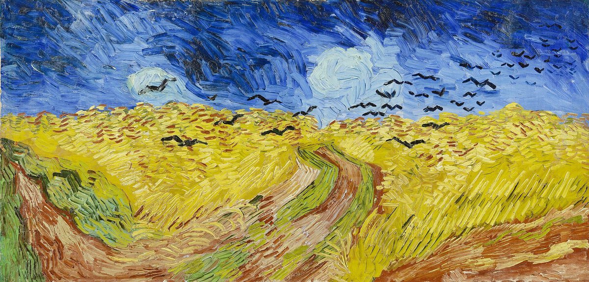 Van Gogh'un Kargalı Buğday Tarlası tablosu: sarı tarla üzerinde uçan kara kargalar