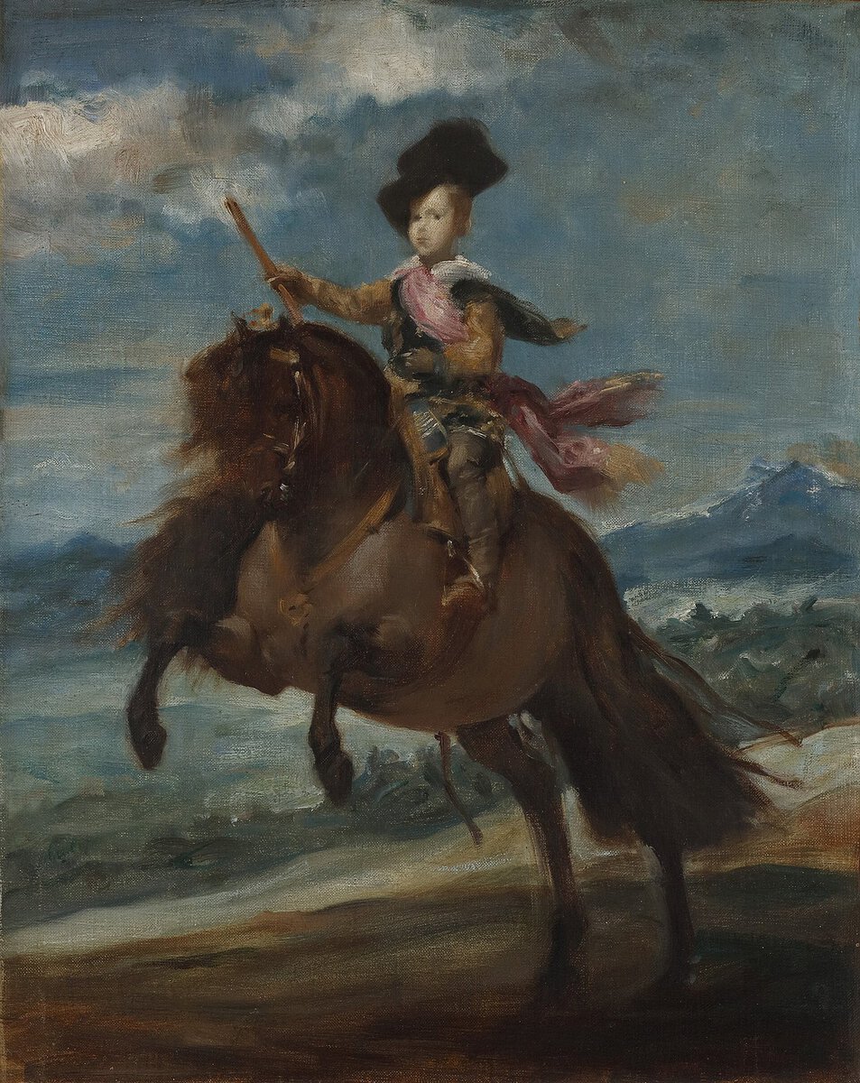 Velazquez'in Prens Baltasar Carlos Atlı Portresi: şaha kalkmış at üstünde çocuk prens